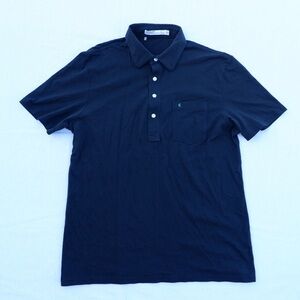 Criquet Polo Shirt Mens Large Black Solid Short Sleeve Casual Outdoor Pocket